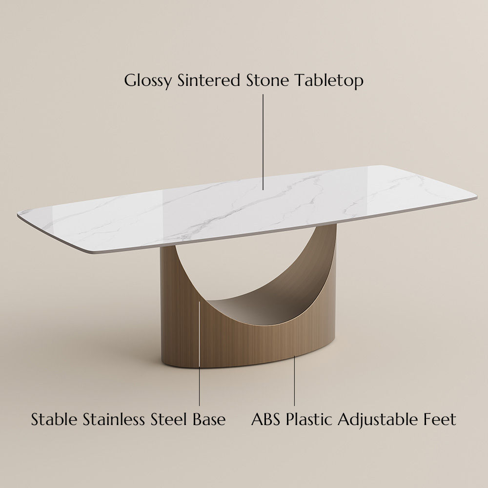 Seats 4 Matte White Sintered Stone Dining Tables