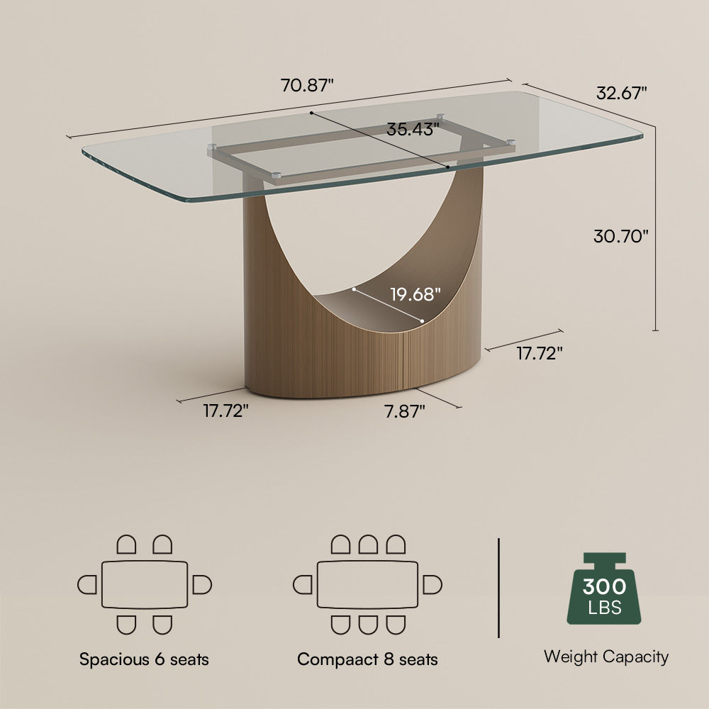 Transparent & Bronze Tempered Glass Dining Room Set