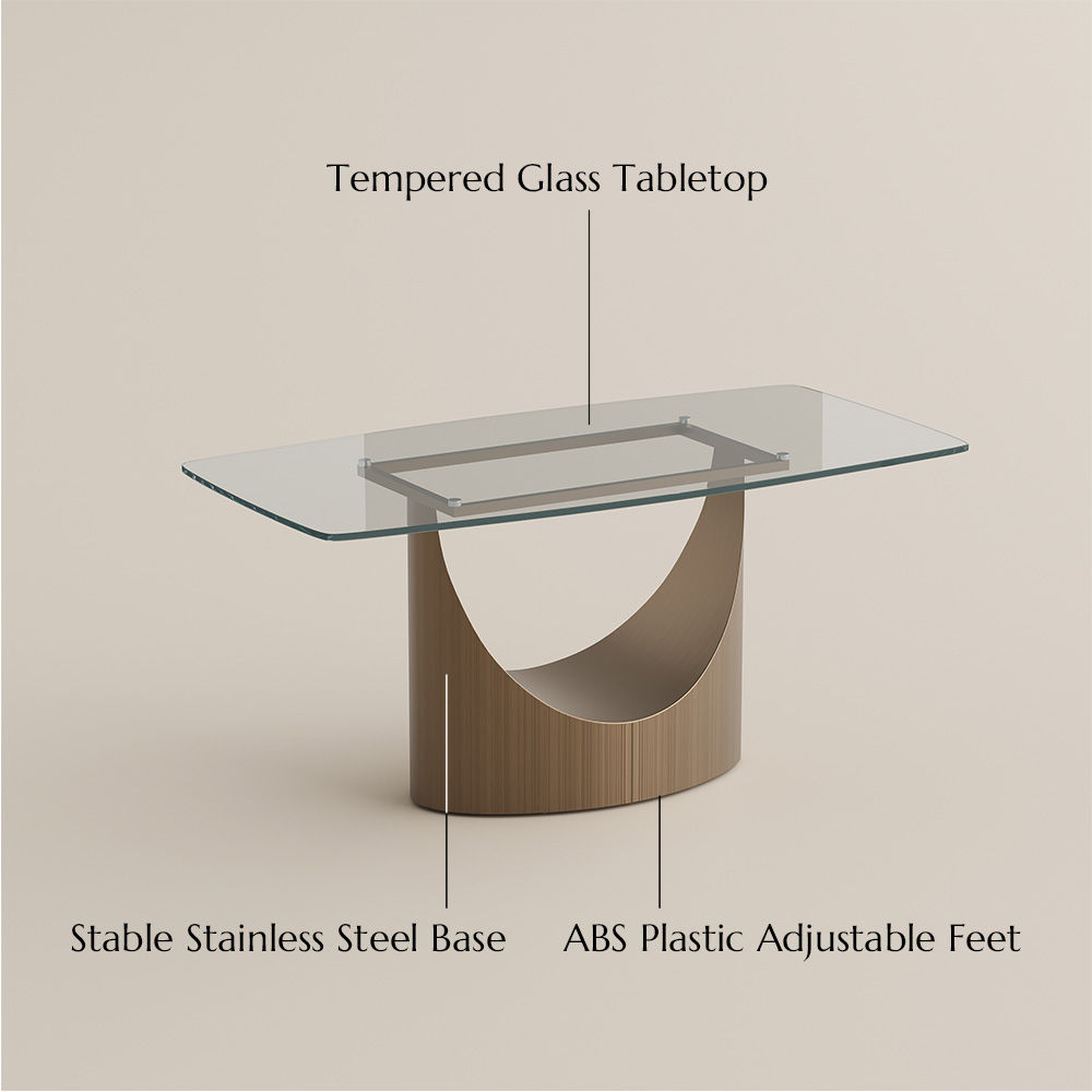 Glass Transparent & Bronze Tempered Glass Dining Room Set