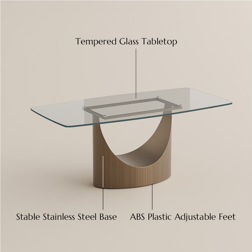 Seats 6 Transparent Tempered Glass Dining Tables