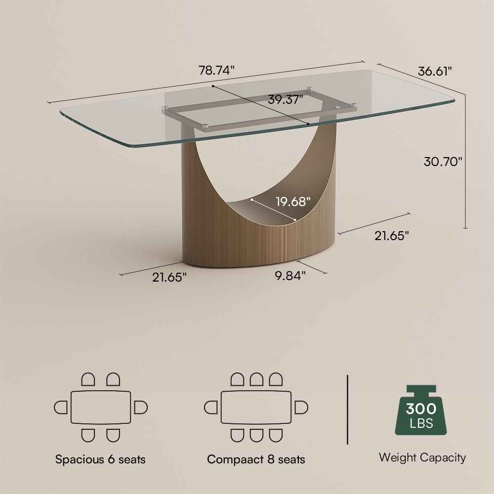 Clear Transparent Tempered Glass Dining Tables