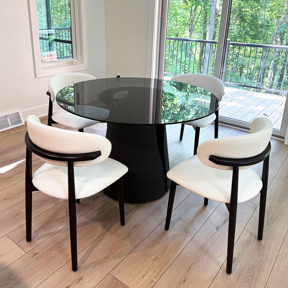 Carbon Steel Gray Glass Tempered Glass Dining Tables