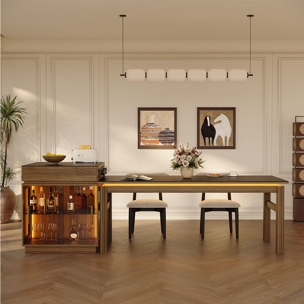 Walnut Black & Walnut MDF & Matte Sintered Stone Dining Tables