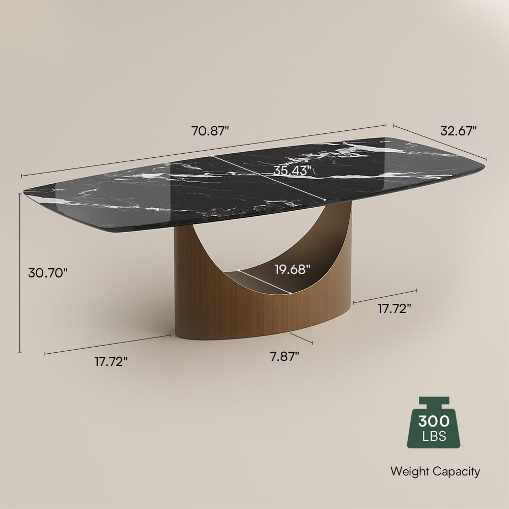 Seats 6 Black Natural Marble Dining Tables