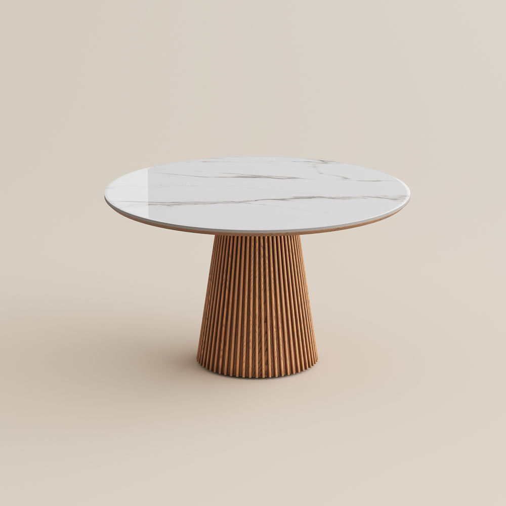 Walnut White Glossy Sintered Stone Dining Tables