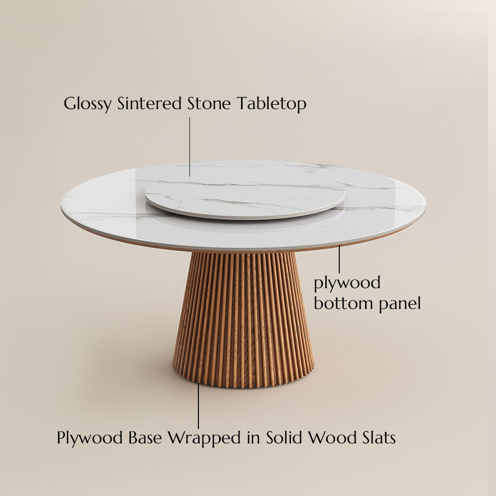 White White Glossy Sintered Stone Dining Tables