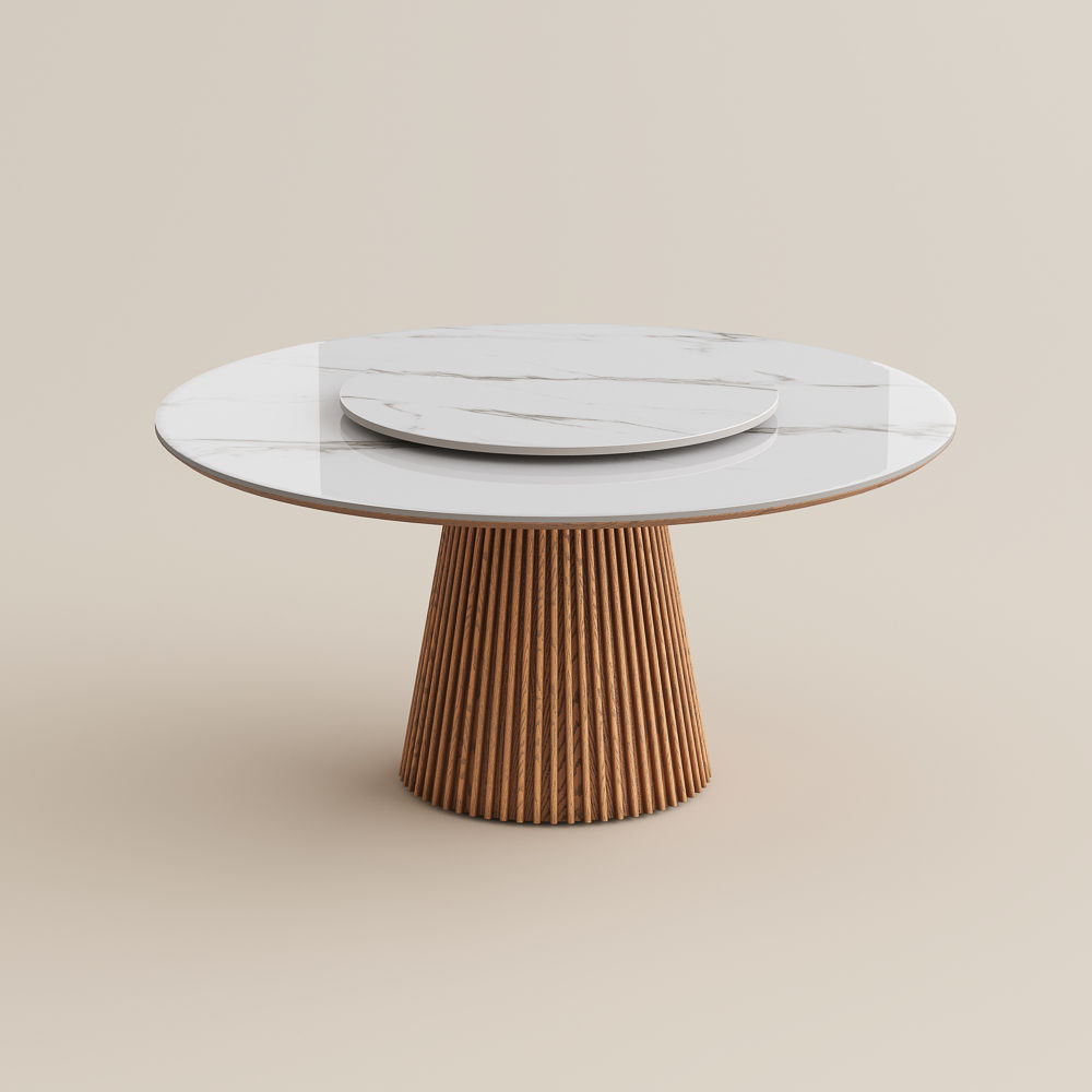 Partial Assembly Required White Glossy Sintered Stone Dining Tables