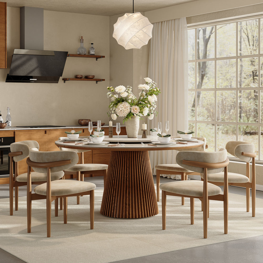 White White Glossy Sintered Stone Dining Tables