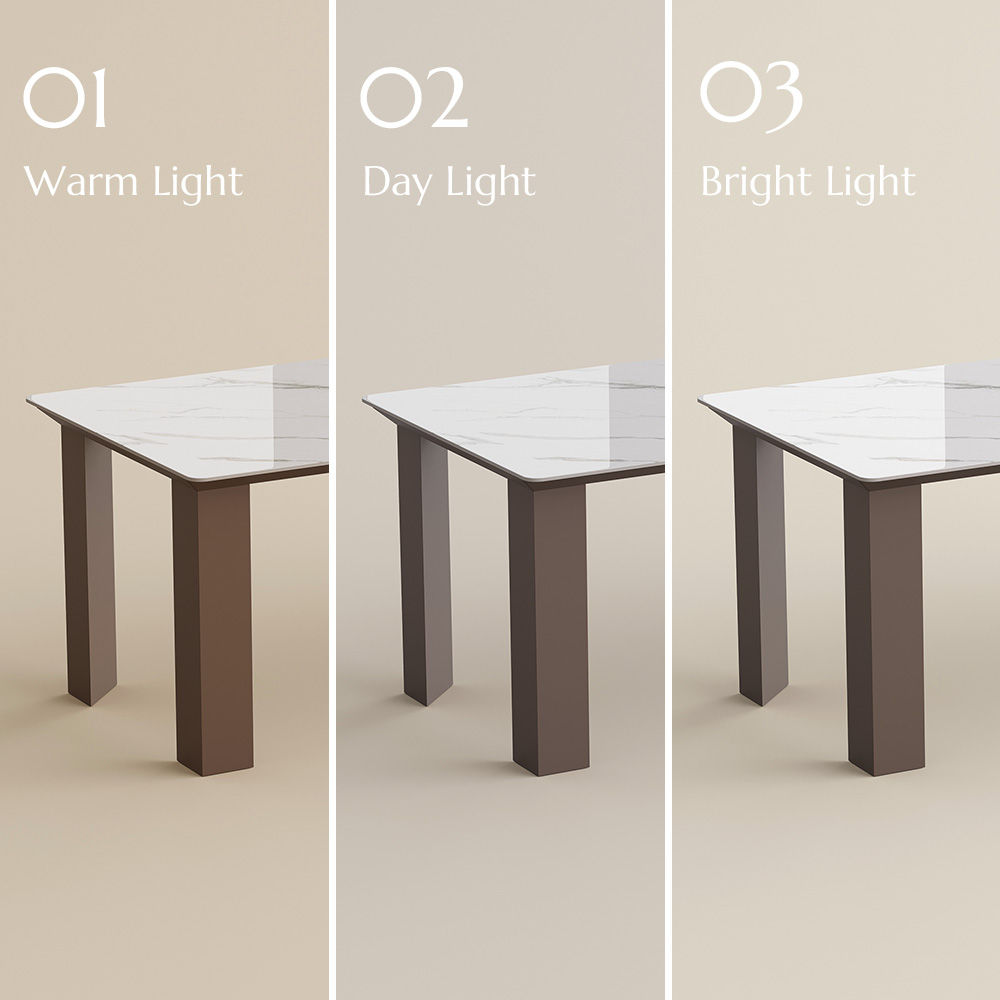 Brown White Glossy Sintered Stone Dining Tables