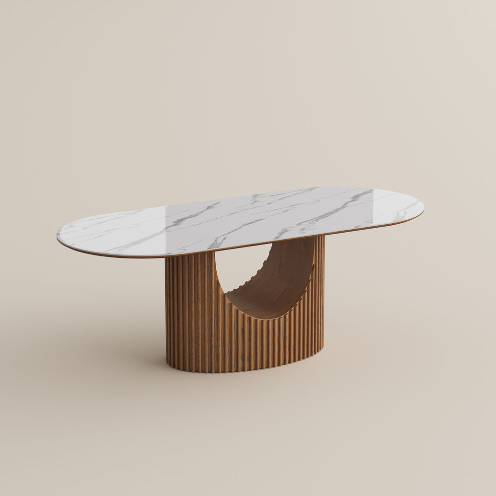 Seats 8 White Solid +PlyWood Dining Tables