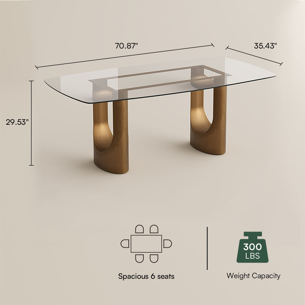 Seats 6 Clear Glass Dining Tables