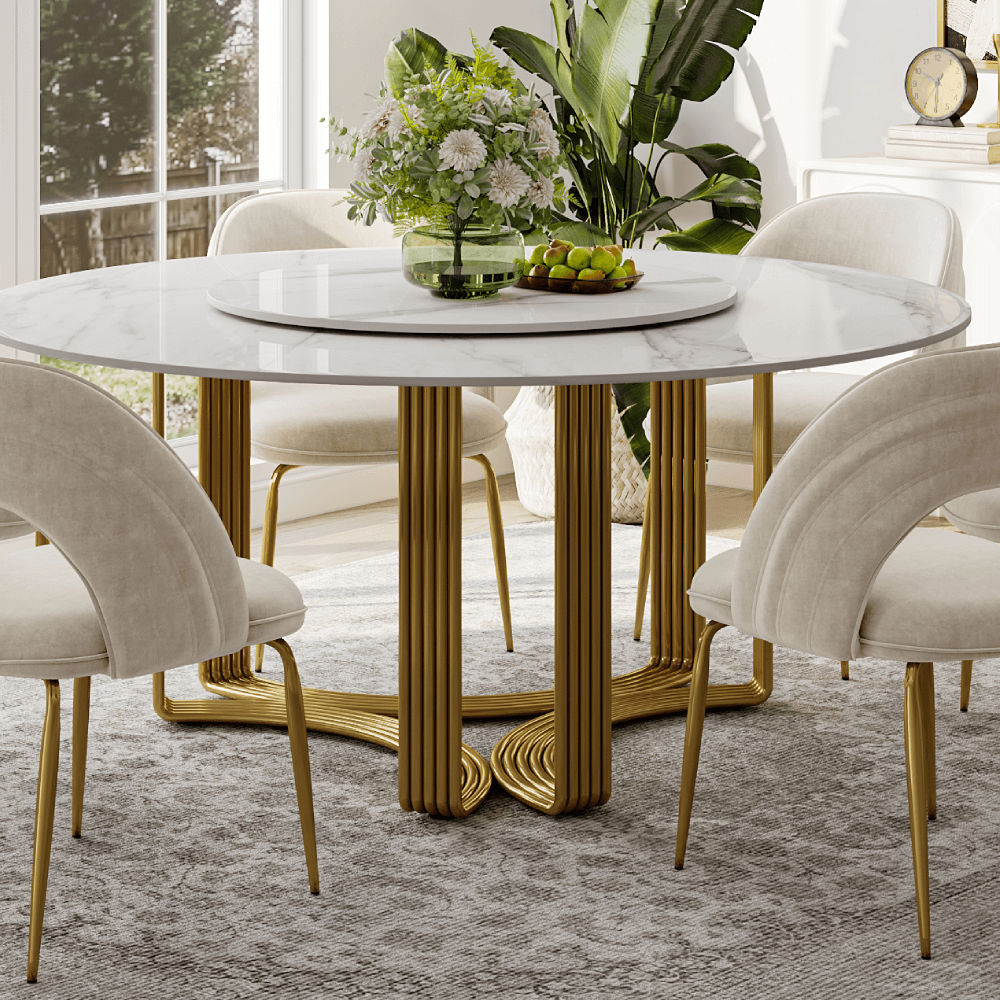 Modern Luxury White Glossy Sintered Stone Dining Tables