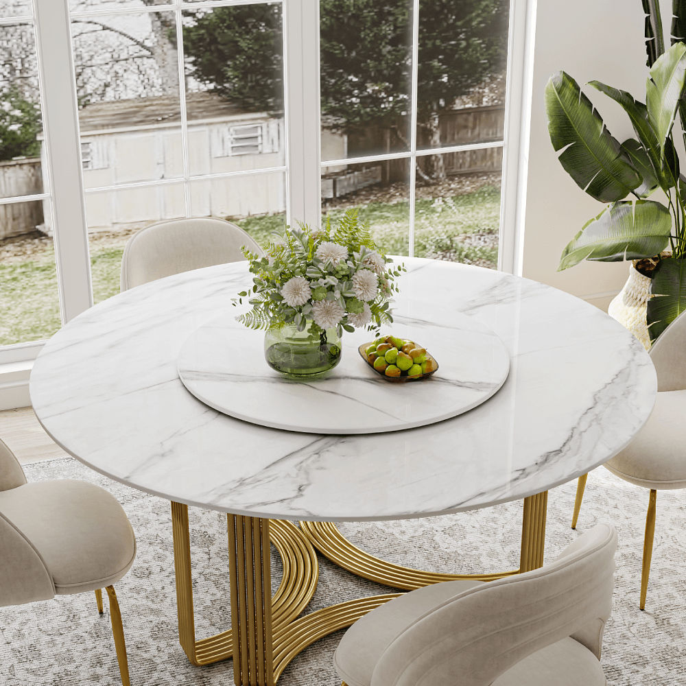 for 8 White Glossy Sintered Stone Dining Tables