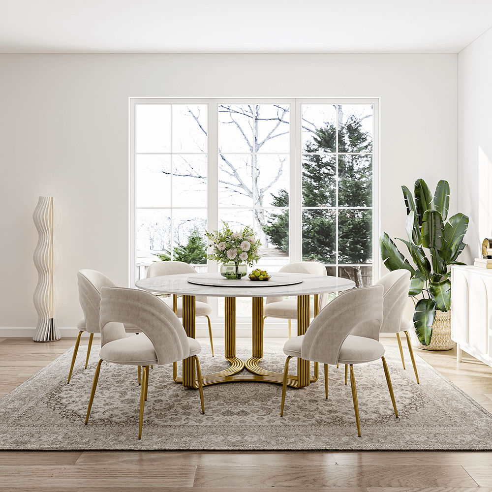 Modern Luxury White Glossy Sintered Stone Dining Tables