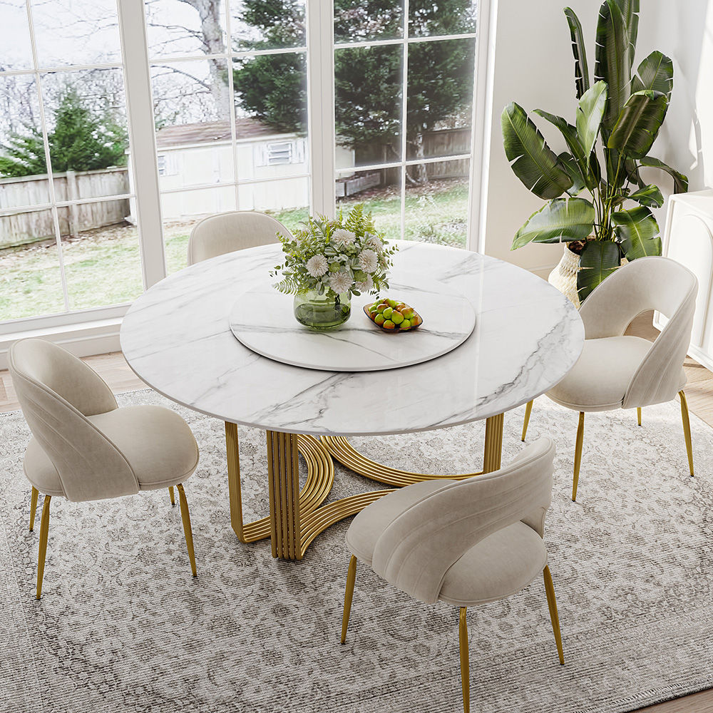 Sintered Stone White Glossy Sintered Stone Dining Tables