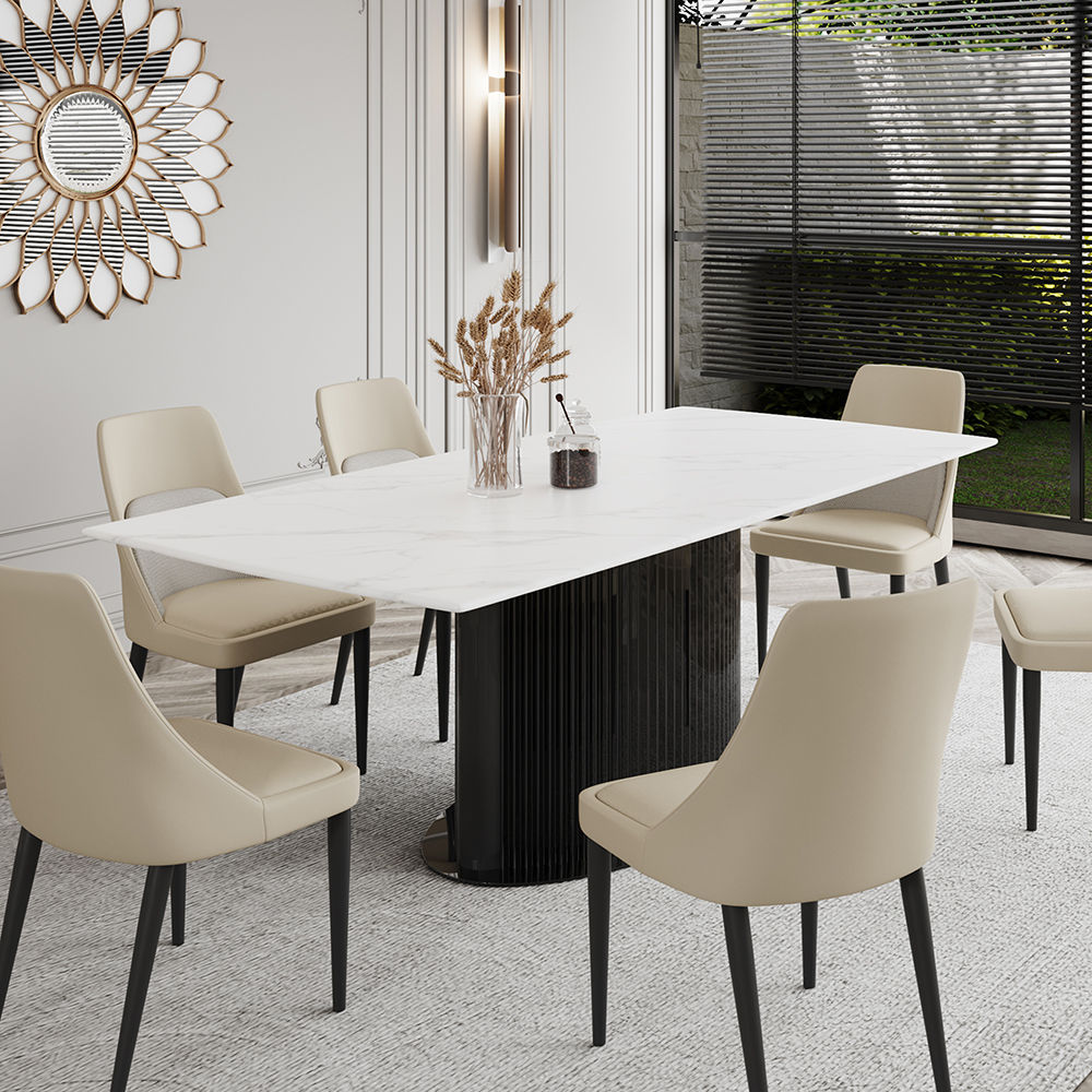 Modern White Glossy Sintered Stone Dining Tables
