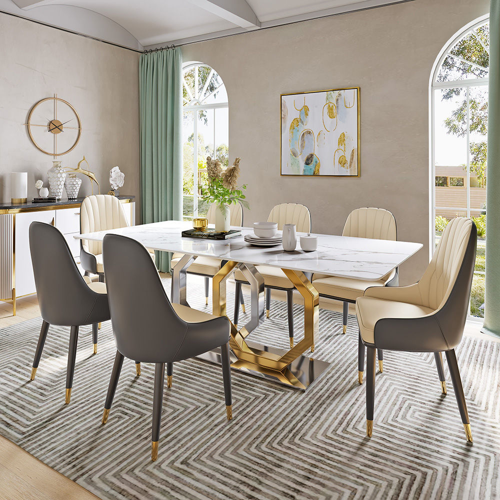 White Faux Marble Dining Tables