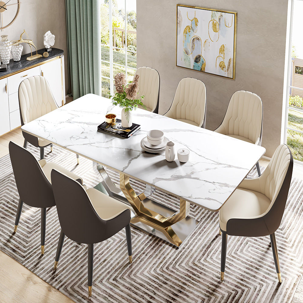 White Faux Marble Dining Tables