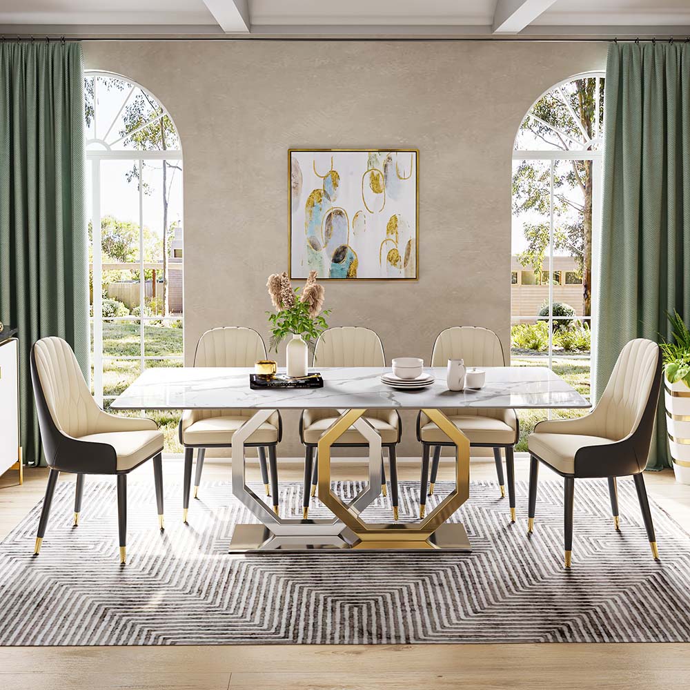 White Faux Marble Dining Tables
