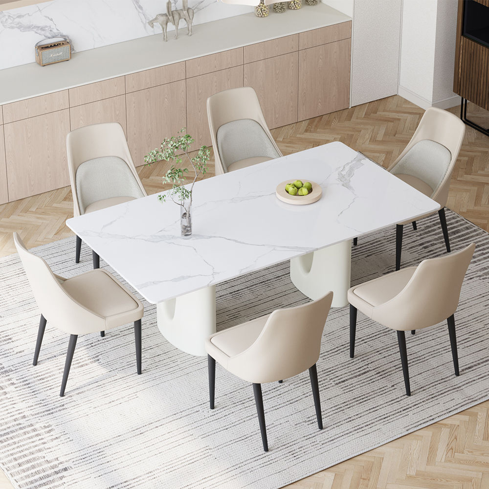 Bianco Pietra sinterizzata lucida Tavoli da pranzo
