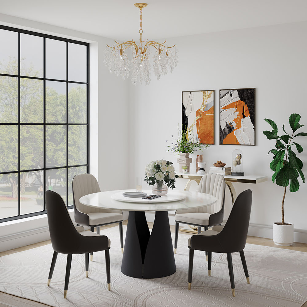 Partly Assemble White Matte Sintered Stone Dining Tables
