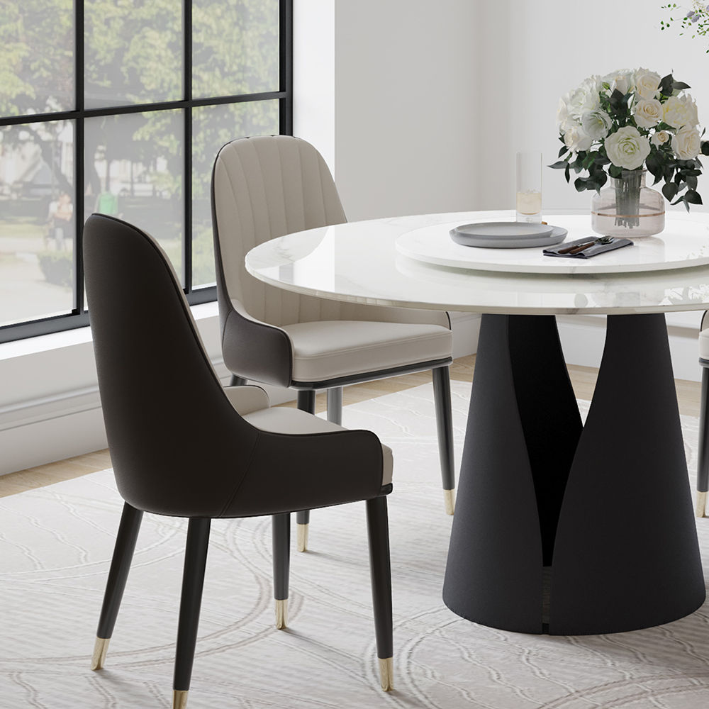 without Lazy Susan White Glossy Sintered Stone Dining Tables