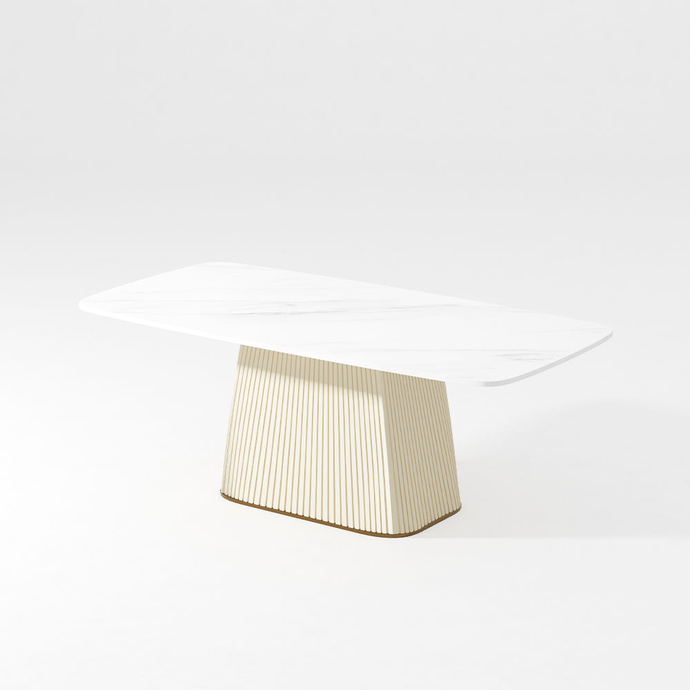 White Glossy Sintered Stone Dining Tables
