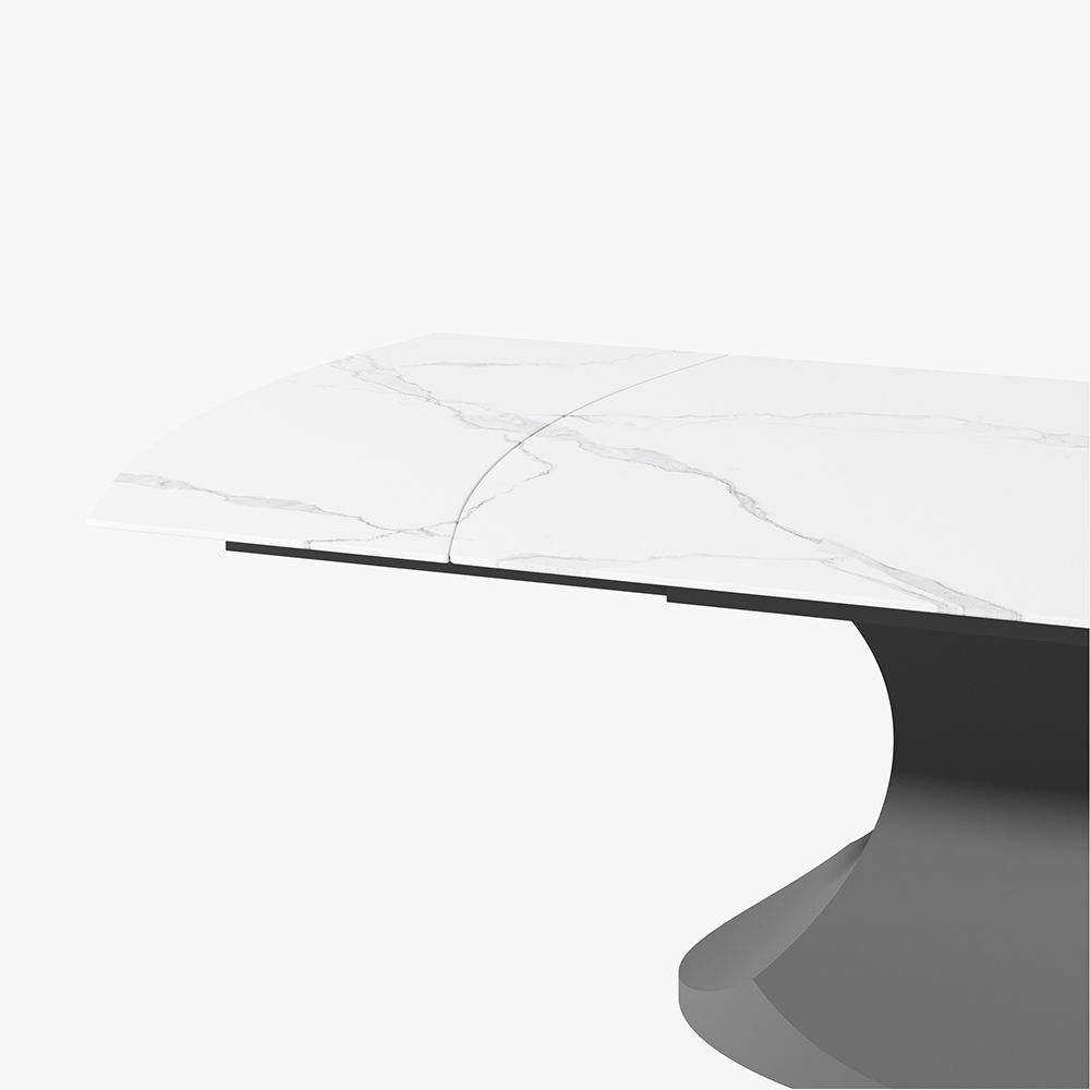 Blanc Pierre frittée brillante Extendable Dining Tables