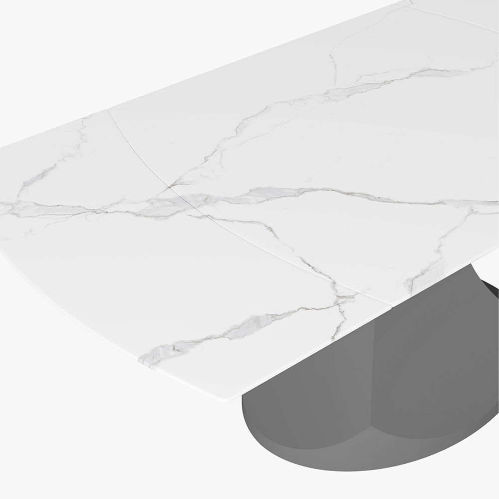 Blanc Pierre frittée brillante Extendable Dining Tables