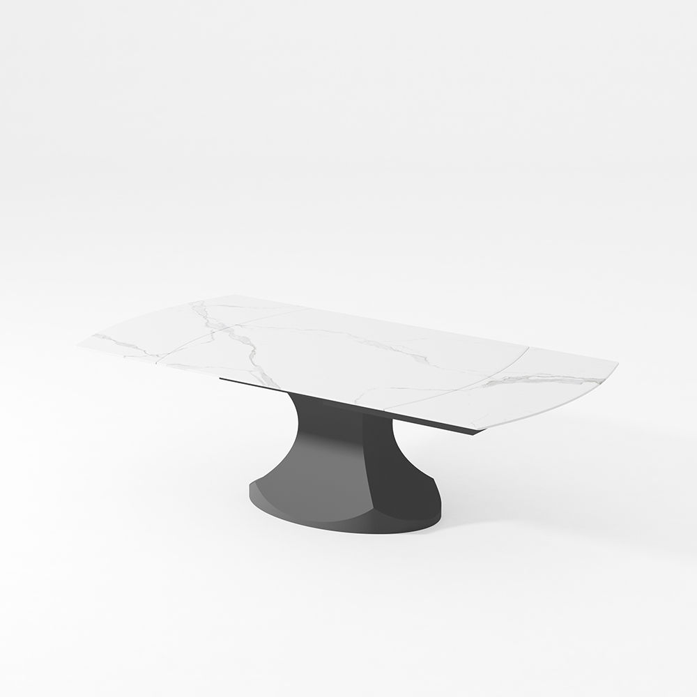 Blanc Pierre frittée brillante Extendable Dining Tables