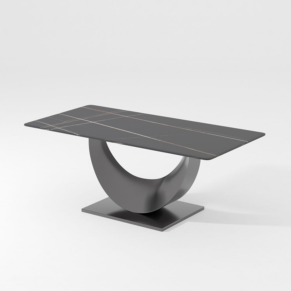 for 4 Black & Silver Glossy Sintered Stone Dining Tables
