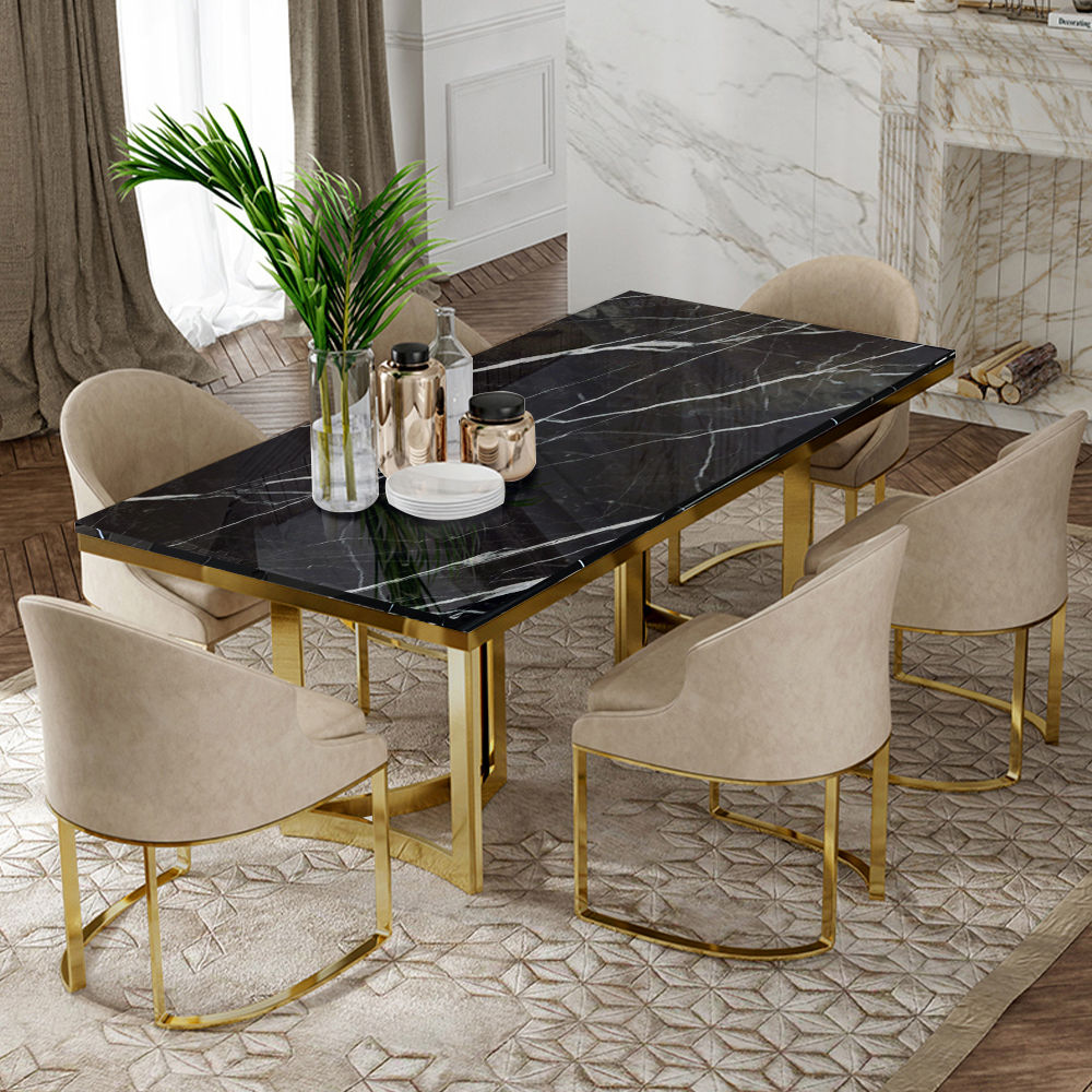Black Faux Marble Dining Tables
