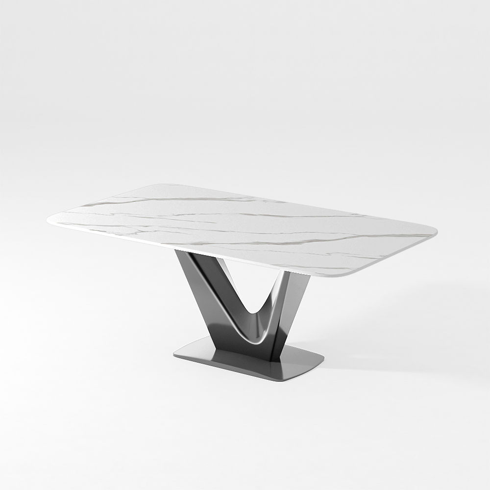 Sintered Stone White Glossy Sintered Stone Dining Tables