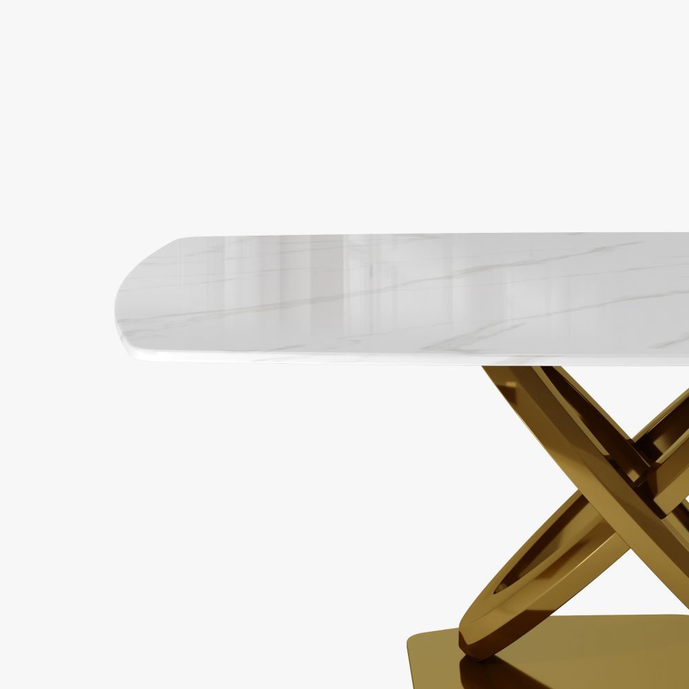 Sintered Stone White Glossy Sintered Stone Dining Tables