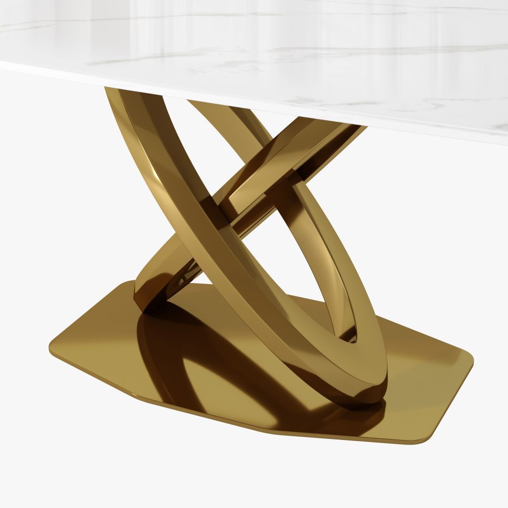 without Chairs White Glossy Sintered Stone Dining Tables
