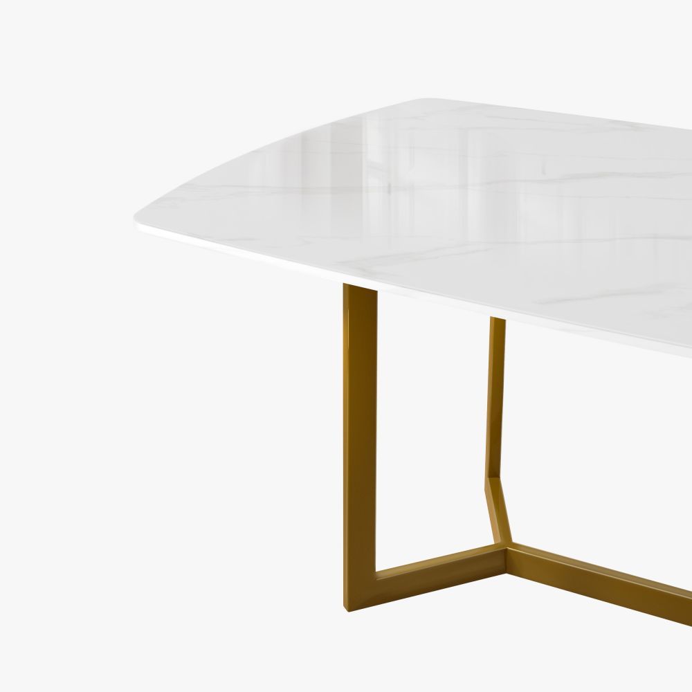 for 4 White Glossy Sintered Stone Dining Tables