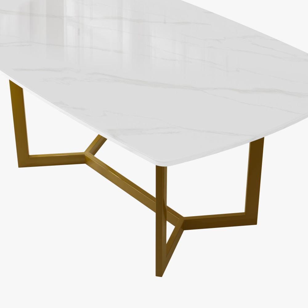 Modern Luxury White Glossy Sintered Stone Dining Tables