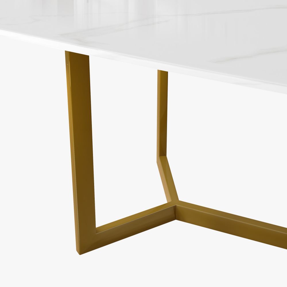 for 4 White Glossy Sintered Stone Dining Tables