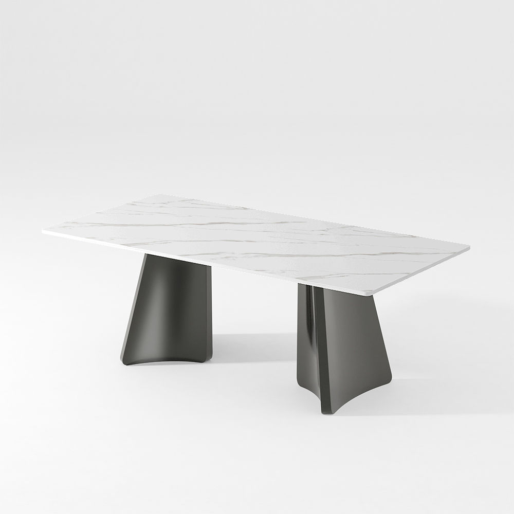 Sintered Stone White Glossy Sintered Stone Dining Tables