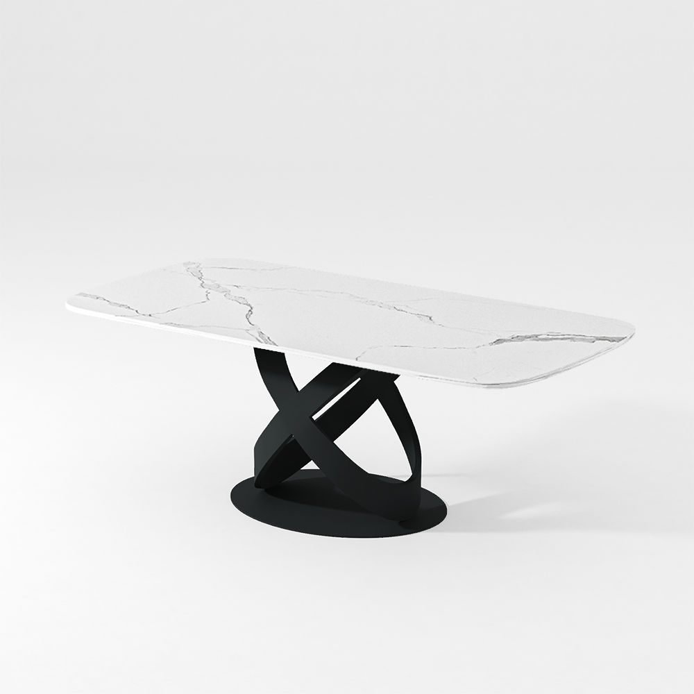White Matte Sintered Stone Dining Tables