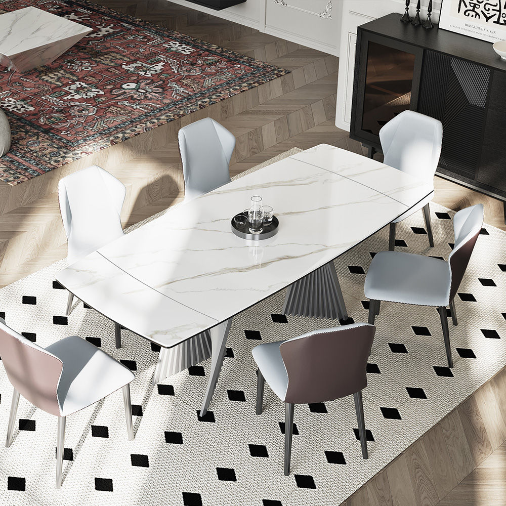for 10 White Glossy Sintered Stone Extendable Dining Tables