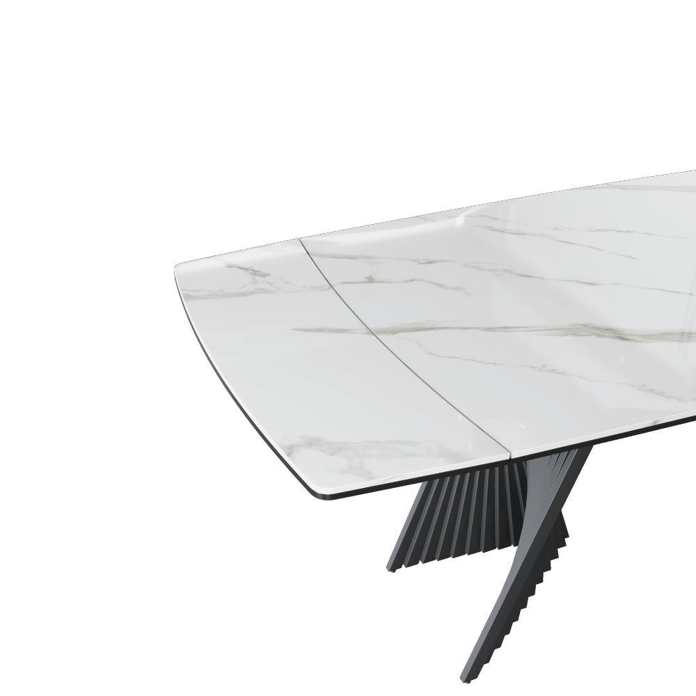 for 10 White Glossy Sintered Stone Extendable Dining Tables