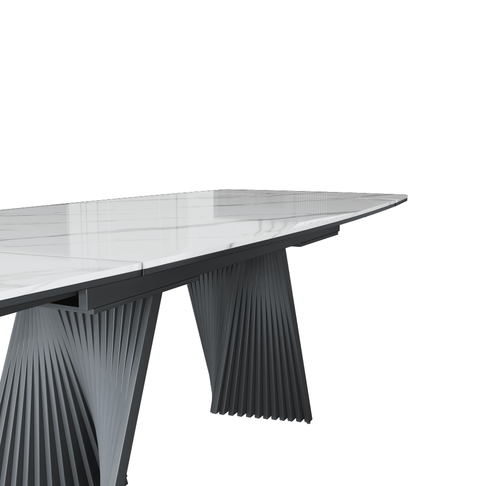for 8 White Glossy Sintered Stone Extendable Dining Tables