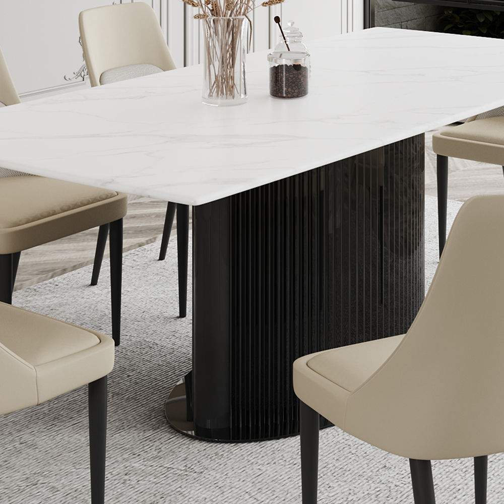 Modern White Glossy Sintered Stone Dining Tables