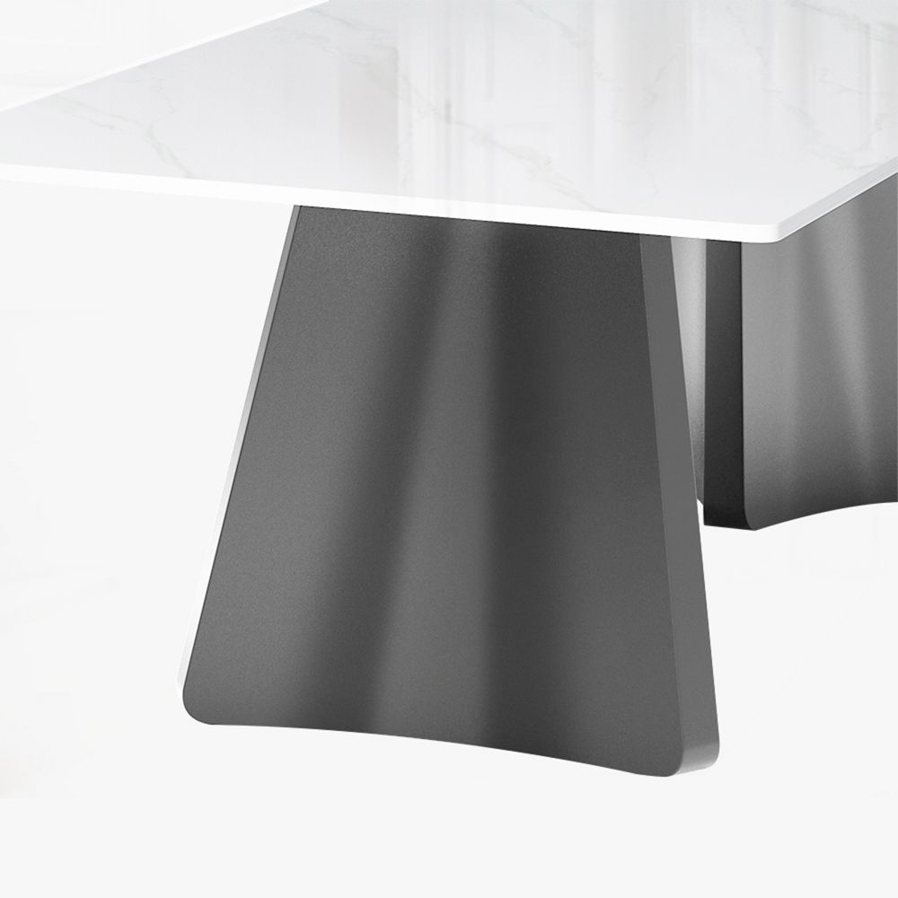 Rectangular White Glossy Sintered Stone Dining Tables