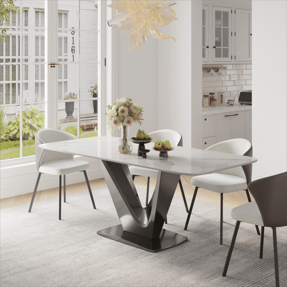 Modern Luxury White Glossy Sintered Stone Dining Tables