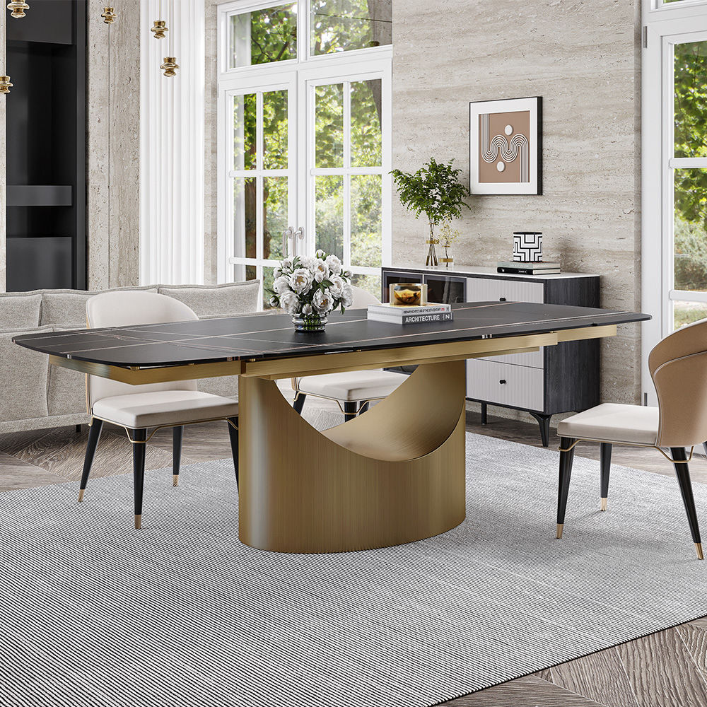 Noir Pierre frittée mate Extendable Dining Tables