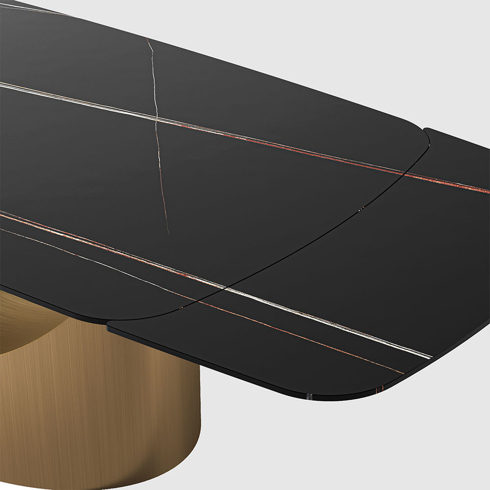 Assemblage partiel Noir Pierre frittée mate Extendable Dining Tables