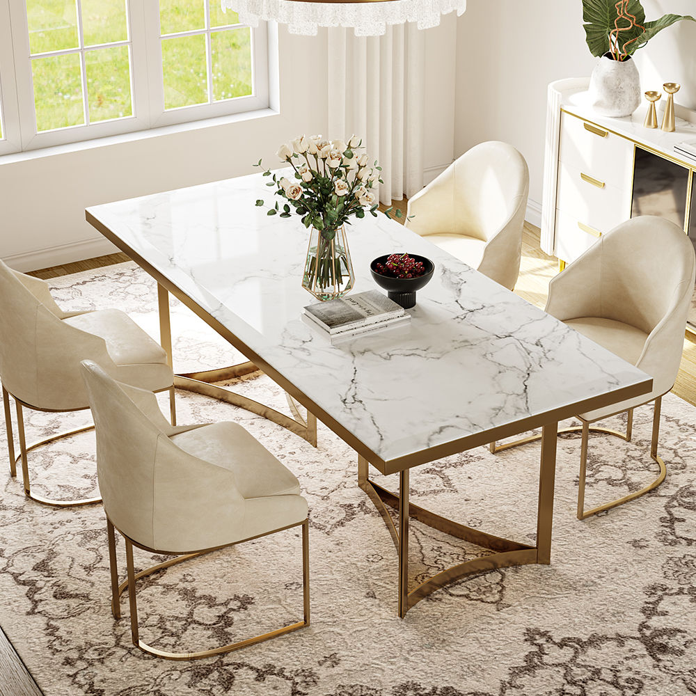 White Faux Marble Dining Tables