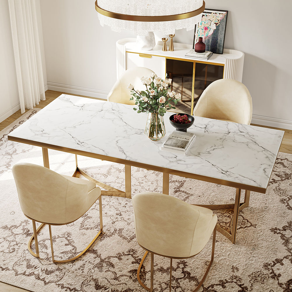 White Faux Marble Dining Tables